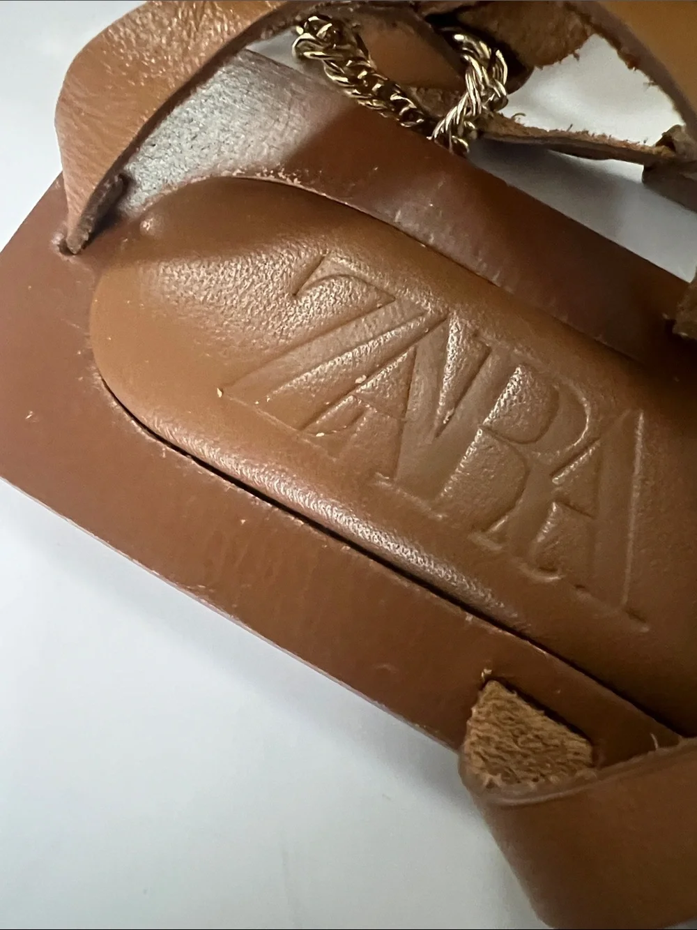 ZARA LEATHER GLADIATOR CHAIN SANDALS SIZE 35 - Picture 3 of 6